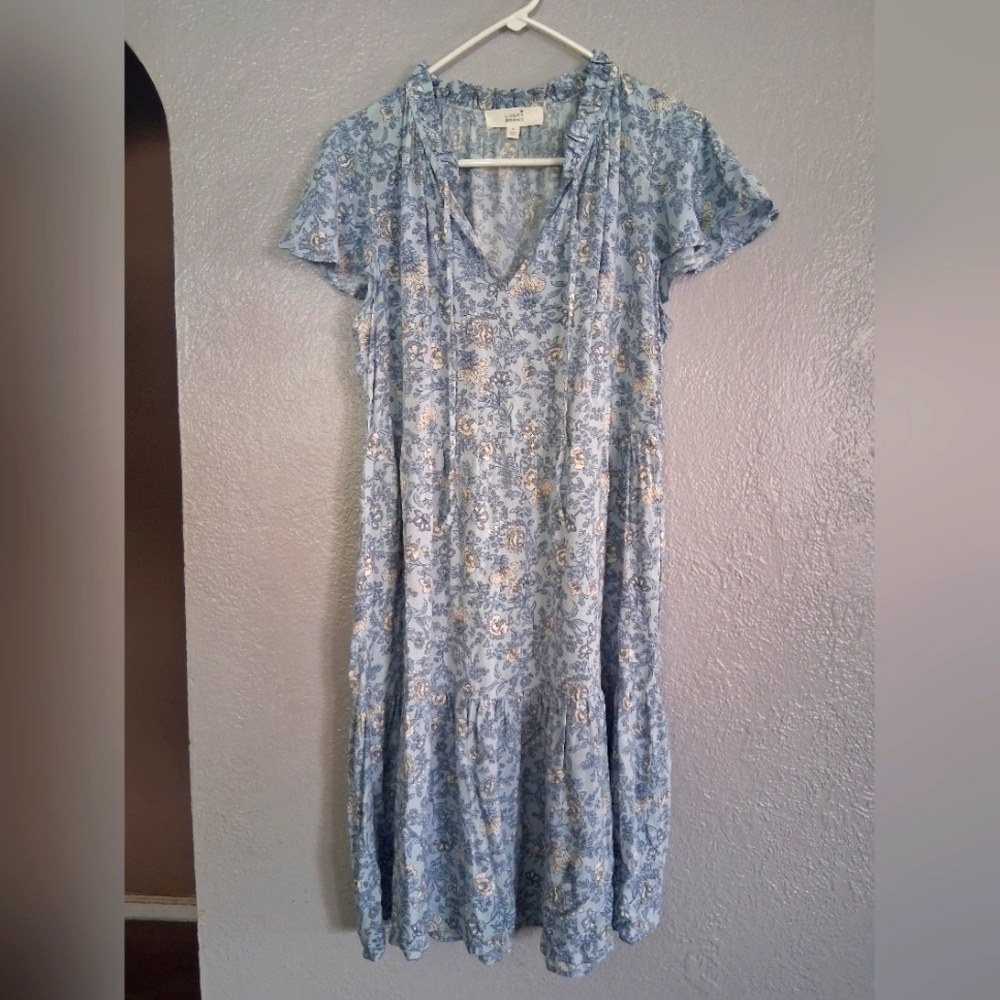 NWOT Lucky Brand V-Neck Tiered Midi Dress Floral Size M